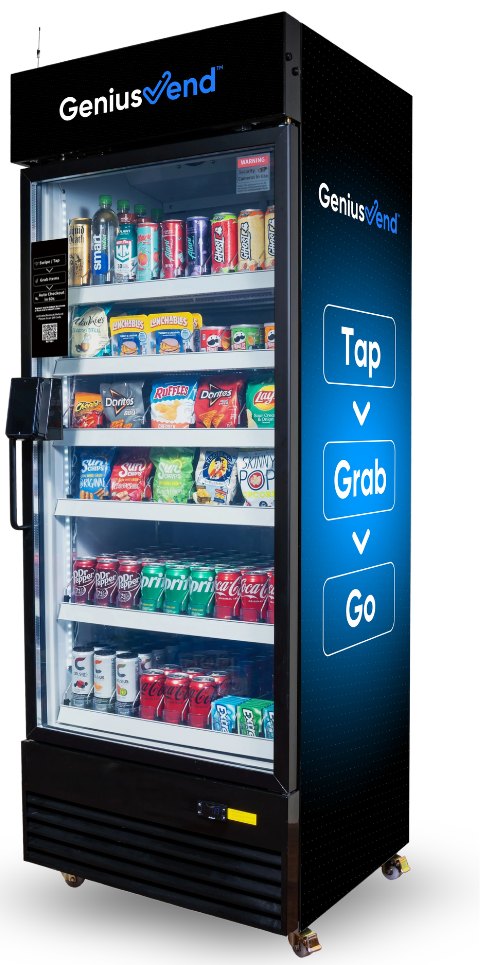 Genius Vend smart cooler with Tap, Grab, Go panel